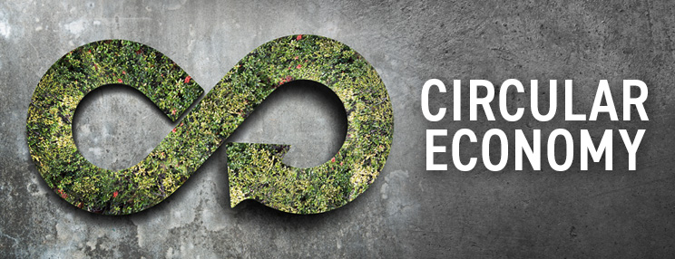 Circular economy represented by a green infinity symbol