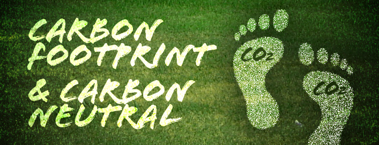 “Carbon footprint & carbon neutral,” with two footprints labeled CO₂