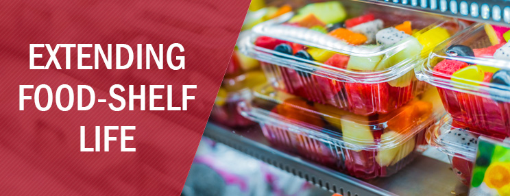 Extending food-shelf life; packaged fresh produce in supermarket containers
