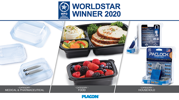 Placon products named WorldStar Winner 2020 in medical and pharmaceutical, food, and household categories