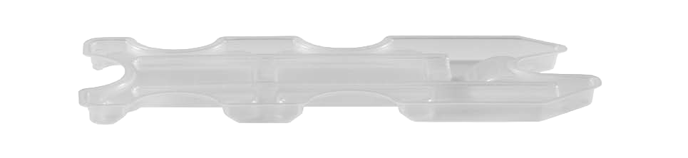 Clear plastic molded tray with multiple recessed compartments